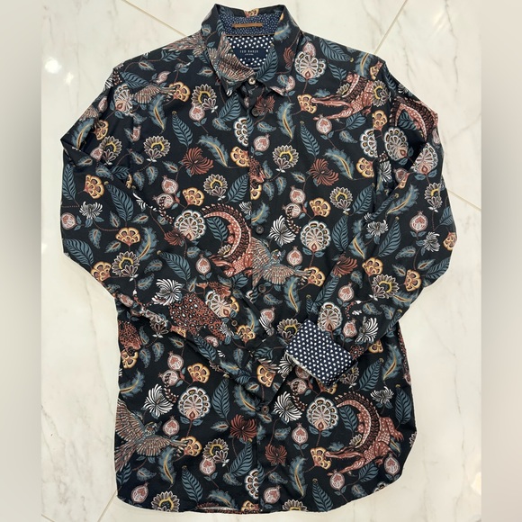 Ted Baker Men’s Shirt, Black Animal print, Size 3 - Picture 3 of 14
